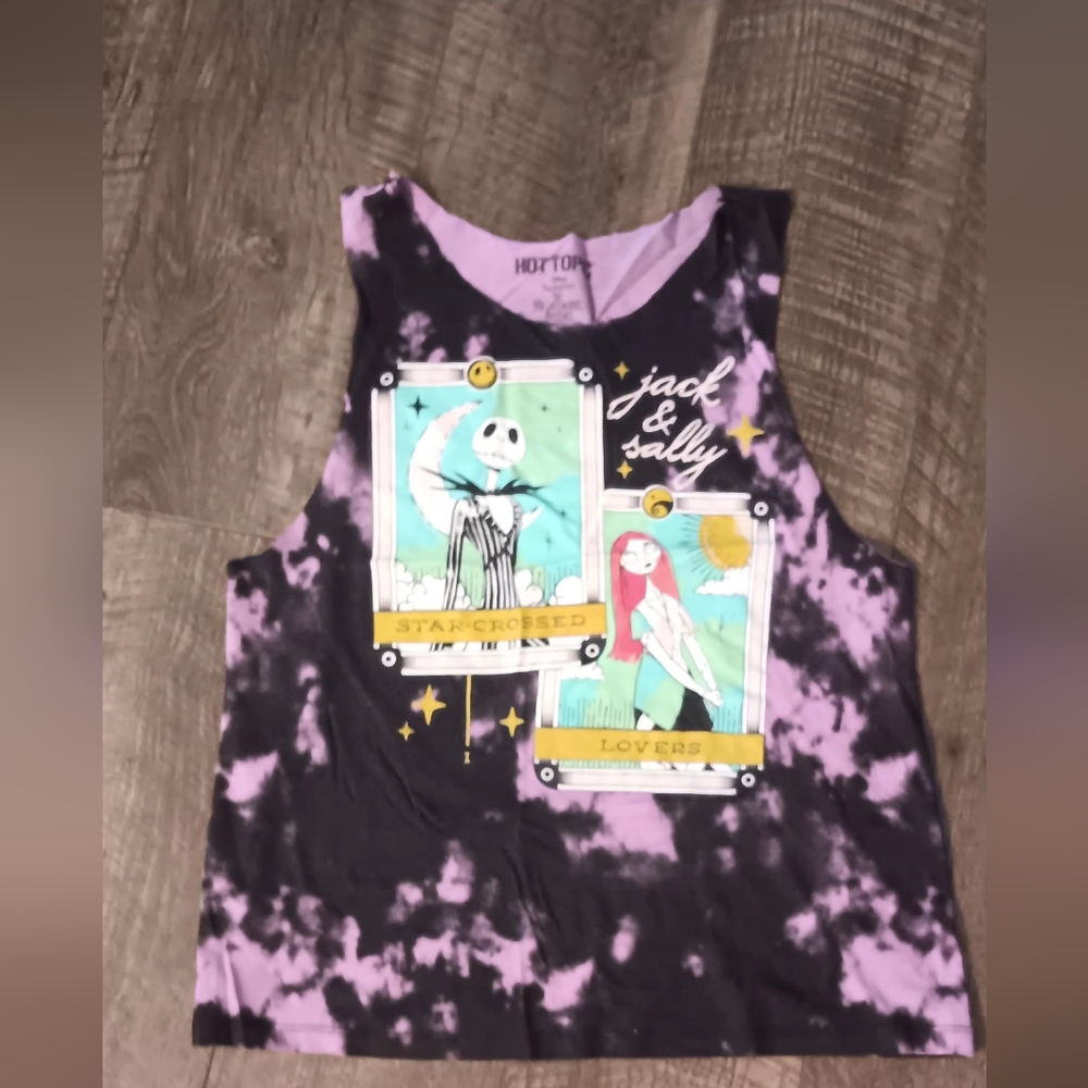 Hot Topic Black and Purple Jack & Sally Tank Top